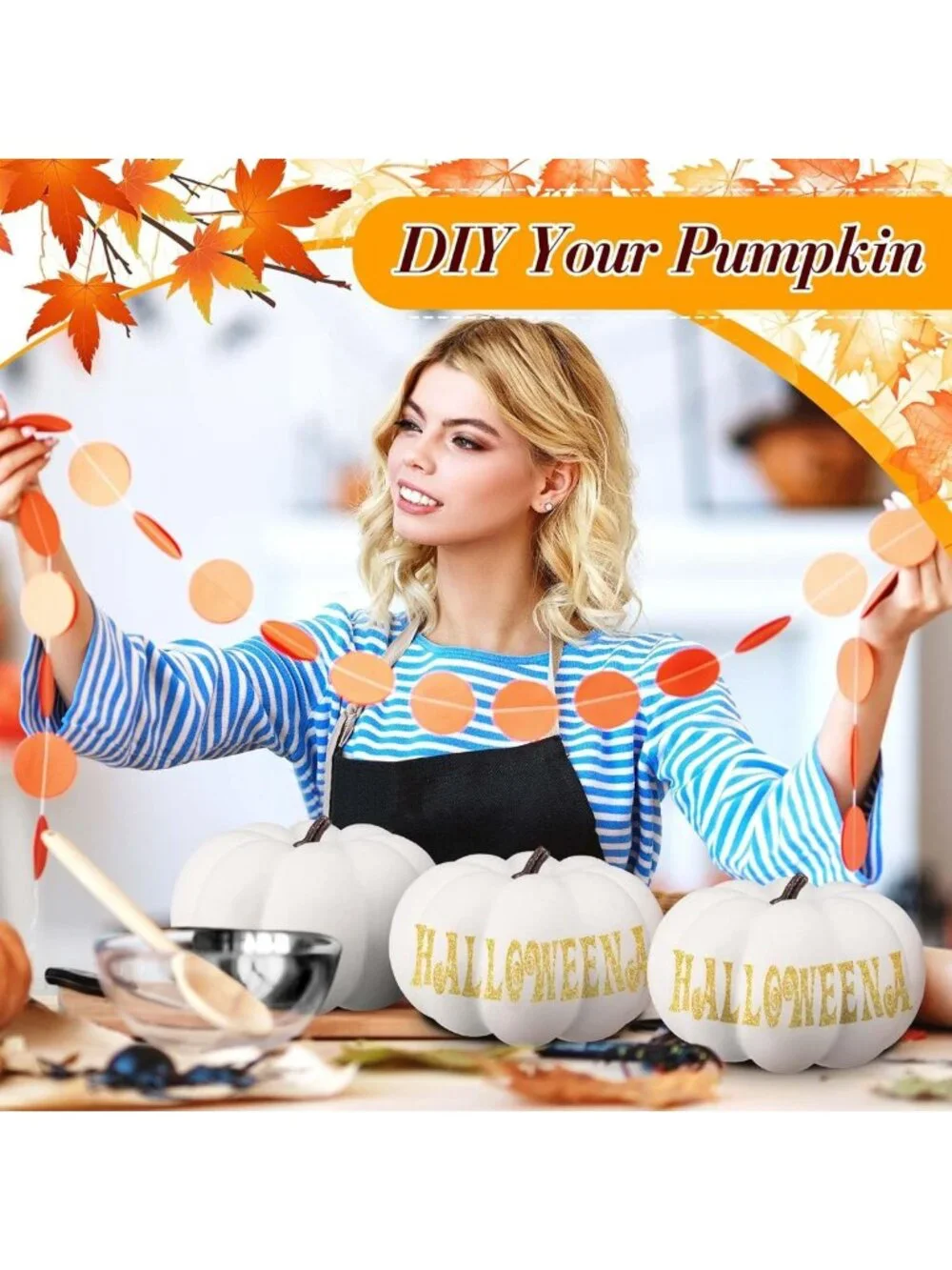 Large 8-Inch Foam Artificial Pumpkins for Fall Halloween Thanksgiving Decor